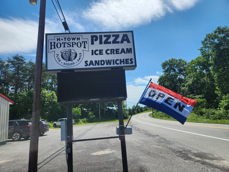 The H-town Hotspot sign along Waterfall Road